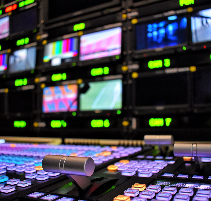 A close up of broadcast equipment for television.