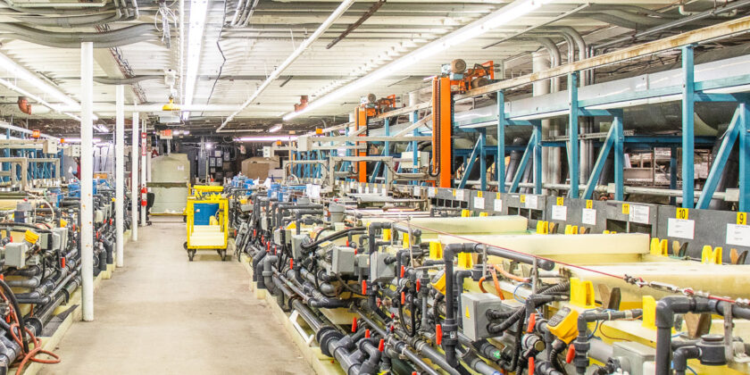 The electroplating facility at Delta's Beverly plant.