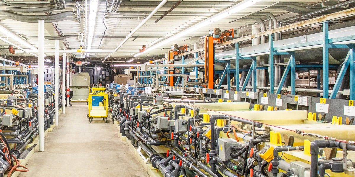 The electroplating facility at Delta's Beverly plant.