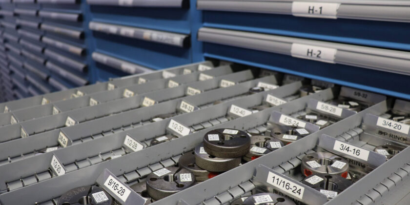 A drawer of parts at Delta's Beverly plant.